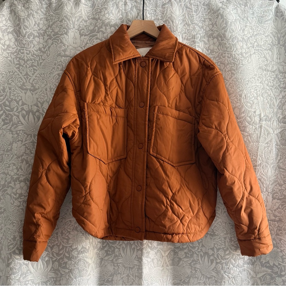 Quilted Puffer Jacket in Burnt Orange